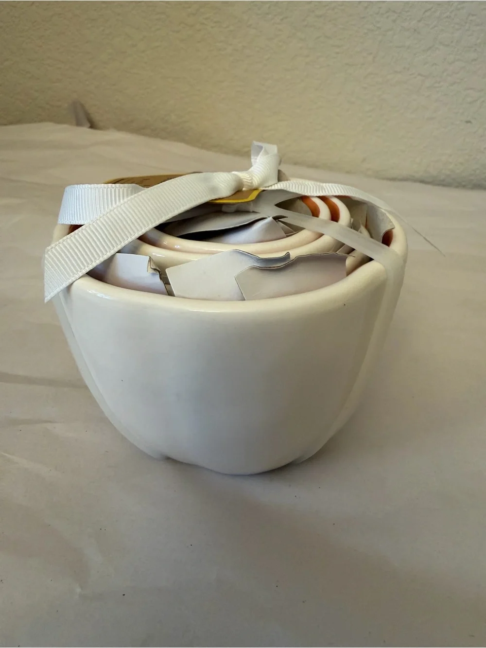 Peanuts x Rae Dunn White Ceramic Measuring Cups with Snoopy Fall Illustration
